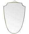 ORIGINAL 1950S ITALIAN BRASS SHIELD MIRROR WITH CENTRAL DECORATIVE TOP DETAIL