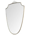 ORIGINAL 1950S ITALIAN BRASS SHIELD MIRROR WITH CENTRAL DECORATIVE TOP DETAIL