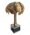 ORIGNAL MAISON JANSEN TORCH CUT BRASS PALM TREE LAMP WITH ORIGINAL LABEL