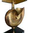 PAIR A BRASS "NAUTILUS" LAMPS IN THE STYLE OF MAISON CHARLES WITH BLUE SHADES