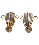 PAIR OF 1950S BAROVIER AND TOSO, MURANO GLASS WALL SCONCES WITH BRASS FITTINGS