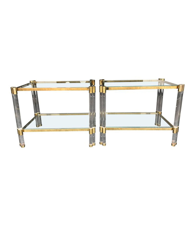 PAIR OF ART DECO LUCITE AND GILT METAL SIDE TABLES