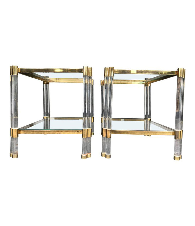 PAIR OF ART DECO LUCITE AND GILT METAL SIDE TABLES