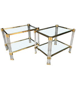 PAIR OF ART DECO LUCITE AND GILT METAL SIDE TABLES