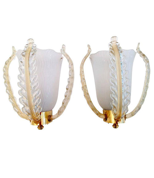 PAIR OF BAROVIER AND TOSA WALL SCONCES