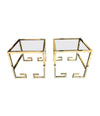 PAIR OF BRASS GREEK KEY DESIGN SIDE TABLES