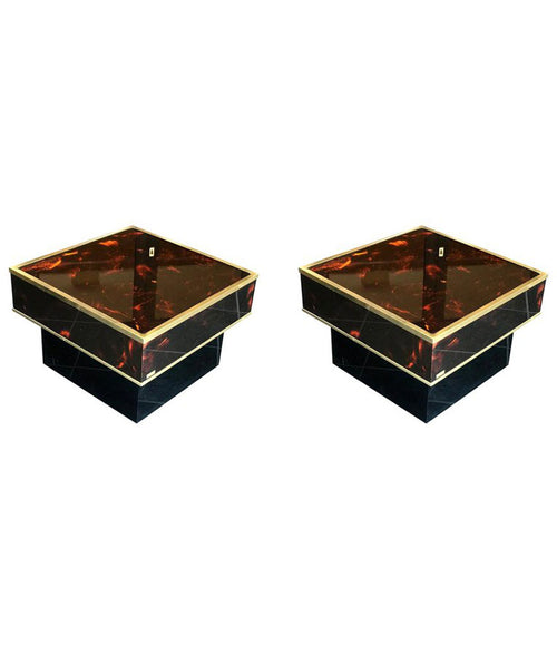 PAIR OF ERIC MAVILLE FAUX TORTOISESHELL SIDE TABLES