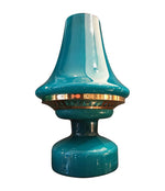 PAIR OF HANS-AGNE JAKOBSSON TURQUOISE GLASS LAMPS