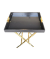 PAIR OF LACQUERED SIDE TABLES WITH BRASS FAUX BAMBOO LEGS AND HANDLES