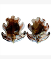 PAIR OF LARGE GLASS, LEAF SHAPED WALL SCONCES BY FÅGLAVIK, SWEDEN