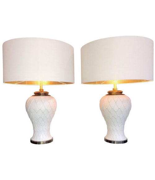 PAIR OF LARGE ITALIAN CERAMIC ARTICHOKE LAMPS