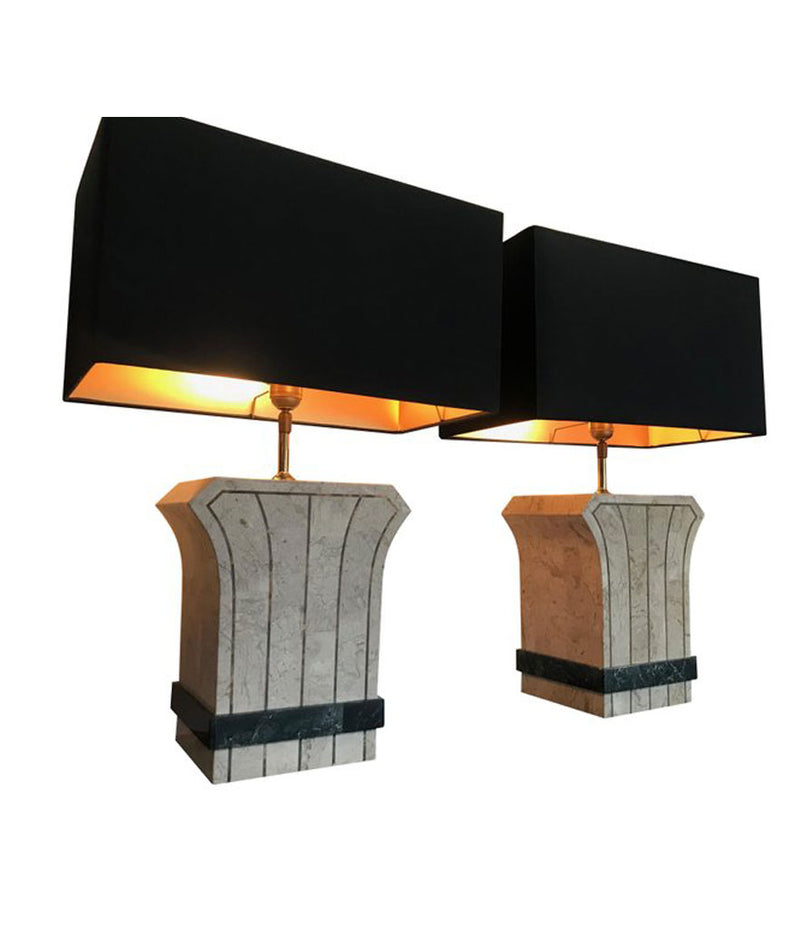 PAIR OF MAITLAND SMITH TESSELLATED STONE LAMPS