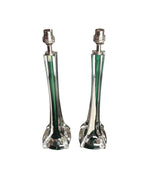 PAIR OF PAUL KEDELV GREEN GLASS LAMPS FOR FLYGSTORS