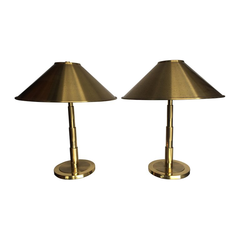 PAIR OF SWEDISH BRASS TABLE LAMPS