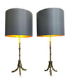 PAIR OF 1950S MAISON BAGUÈS BRASS FAUX BAMBOO LAMPS WITH NEW BESPOKE SHADES