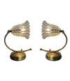 PAIR OF 1960S BAROVIER STYLE ITALIAN LAMPS WITH GLASS FLOWER SHAPED SHADES