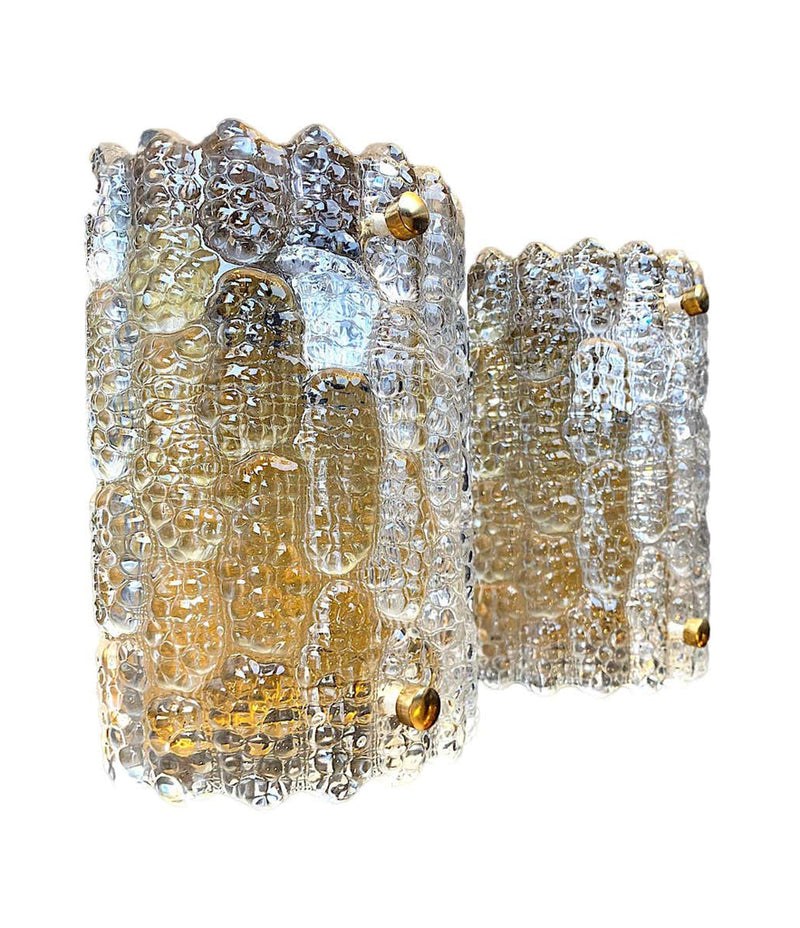 PAIR OF 1960S ORREFORS GLASS AND BRASS WALL SCONCES BY CARL FAGERLUND