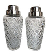 PAIR OF 1960S VAL SAINT LAMBERT CRYSTAL AND SILVER PLATE COCKTAIL SHAKERS