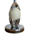 PAIR OF 1970S ANTHONY REDMILE STYLE CHROME AND REAL OSTRICH EGG LAMPS