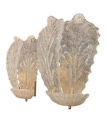 PAIR OF BAROVIER LARGE 1960S MURANO GLASS LEAF SCONCES WITH BRASS FITTINGS