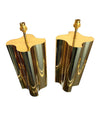 PAIR OF LARGE 1970S BRASS LAMPS WITH INTERESTING CURVED CORNERS AND NEW SHADES