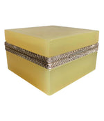 Lovely 1950s Yellow Murano Glass Hinged Jewelry Box by Cendese