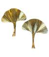 PAIR OF LARGE BRASS FINISH GINGKO LEAF WALL SCONCES IN THE STYLE OF BARBI