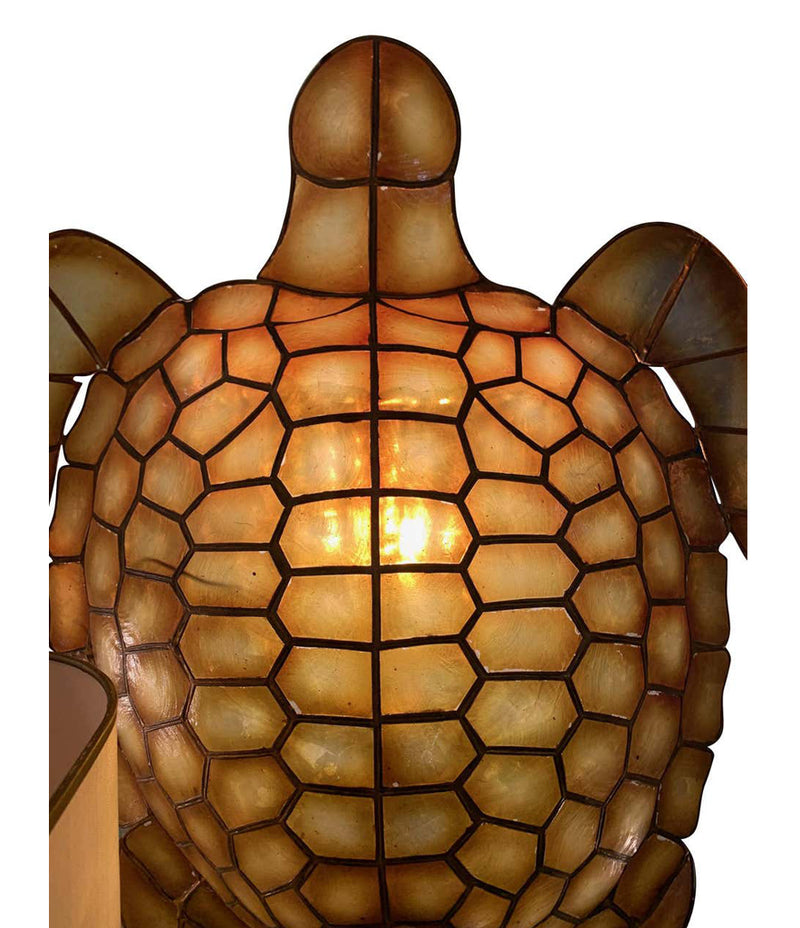 PAIR OF LARGE UNUSUAL TURTLE SHAPED NACRE FAUX TORTOISESHELL WALL SCONCES