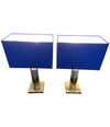 PAIR OF WILLY RIZZO 1970S CHROME AND BRASS STYLE LAMPS BY S A BOULANGER