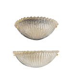 PAIR OF BAROVIER DEMILUNE WALL SCONCES WITH RIBBED AND SCOLLOPED MURANO GLASS
