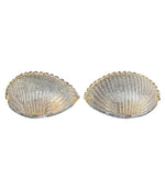 PAIR OF BAROVIER DEMILUNE WALL SCONCES WITH RIBBED AND SCOLLOPED MURANO GLASS