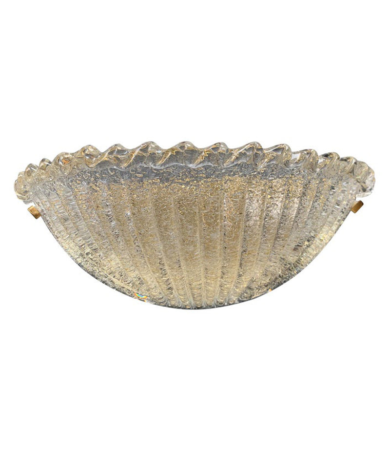 PAIR OF BAROVIER DEMILUNE WALL SCONCES WITH RIBBED AND SCOLLOPED MURANO GLASS