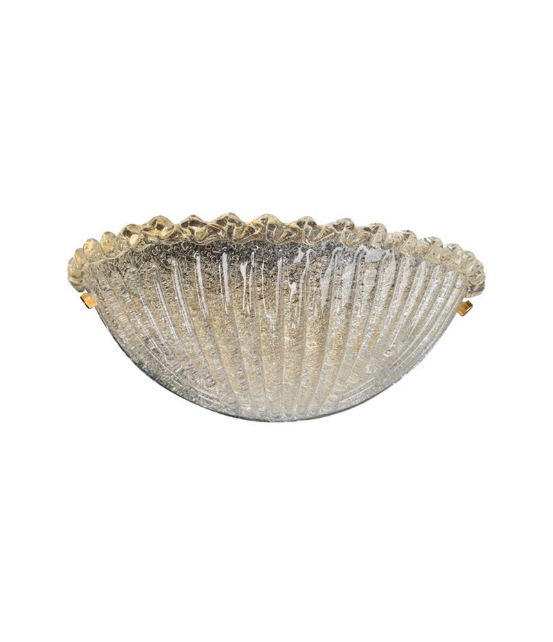 PAIR OF BAROVIER DEMILUNE WALL SCONCES WITH RIBBED AND SCOLLOPED MURANO GLASS