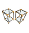 PAIR OF CHARLES HOLLIS JONES STYLE LUCITE AND GILT METAL SIDE TABLES