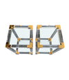 PAIR OF CHARLES HOLLIS JONES STYLE LUCITE AND GILT METAL SIDE TABLES