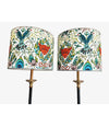 PAIR OF EMPIRE STYLE BLACK METAL AND BRASS FLOOR LAMPS WITH NEW BESPOKE SHADES