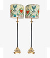 PAIR OF EMPIRE STYLE BLACK METAL AND BRASS FLOOR LAMPS WITH NEW BESPOKE SHADES