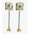 PAIR OF EMPIRE STYLE BLACK METAL AND BRASS FLOOR LAMPS WITH NEW BESPOKE SHADES