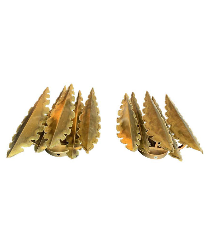 PAIR OF HOLM SORENSEN TORCH CUT BRUTALIST WALL SCONCES WITH THREE LIGHTS
