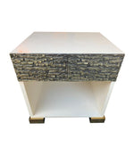 PAIR OF LUCIANO FRIGERIO BEDSIDE CABINETS WITH CAST BRUTALIST DRAWER FRONT