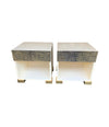 PAIR OF LUCIANO FRIGERIO BEDSIDE CABINETS WITH CAST BRUTALIST DRAWER FRONT