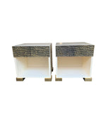 PAIR OF LUCIANO FRIGERIO BEDSIDE CABINETS WITH CAST BRUTALIST DRAWER FRONT