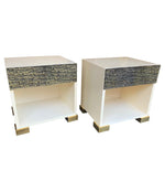 PAIR OF LUCIANO FRIGERIO BEDSIDE CABINETS WITH CAST BRUTALIST DRAWER FRONT