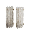 PAIR OF ORREFORS GLASS WALL SCONCES BY CARL FAGERLUND ON BRASS WALL PLATES