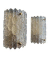PAIR OF ORREFORS GLASS WALL SCONCES BY CARL FAGERLUND ON BRASS WALL PLATES