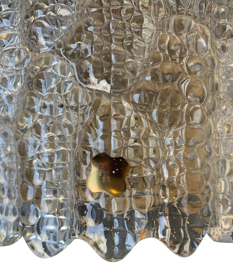 PAIR OF ORREFORS GLASS WALL SCONCES BY CARL FAGERLUND ON BRASS WALL PLATES