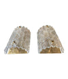 PAIR OF ORREFORS GLASS WALL SCONCES BY CARL FAGERLUND ON BRASS WALL PLATES