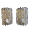 PAIR OF ORREFORS GLASS WALL SCONCES BY CARL FAGERLUND ON BRASS WALL PLATES