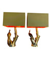 PAIR OF WILLY DARO STYLE BRASS PEACOCK LAMPS BY REGINA WITH NEW BESPOKE SHADES