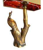 PAIR OF WILLY DARO STYLE BRASS PEACOCK LAMPS BY REGINA WITH NEW BESPOKE SHADES